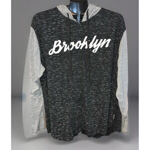 BROOKLYN CLOTH Button Up Drawstring Hoodie Mens XL Long Sleeve Lightweight